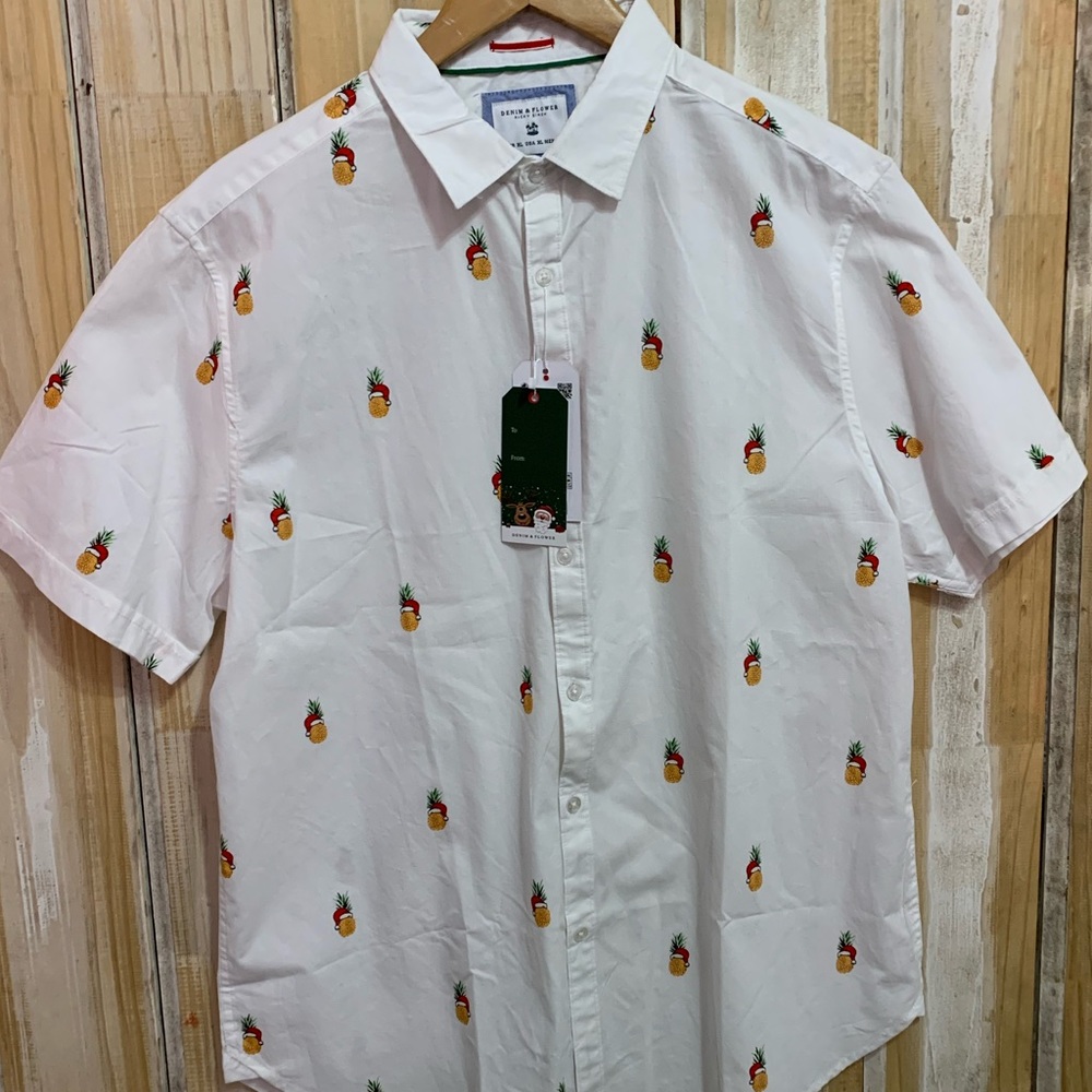 NWT Denim & Flowers Button Down Men’s Shirt XL